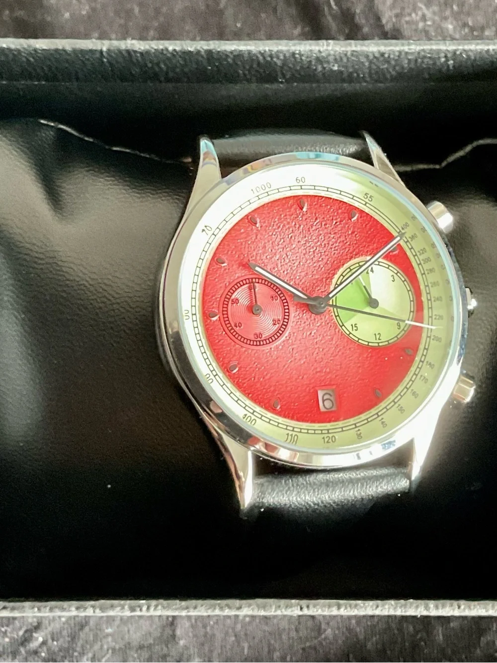 NIB Colorful Watermelon Red Lime Green Joker Cat Chronograph Watch